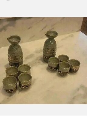 Vintage Japanese Somayaki set Vintage Soma Ware Suzuki Shoten Crackle
